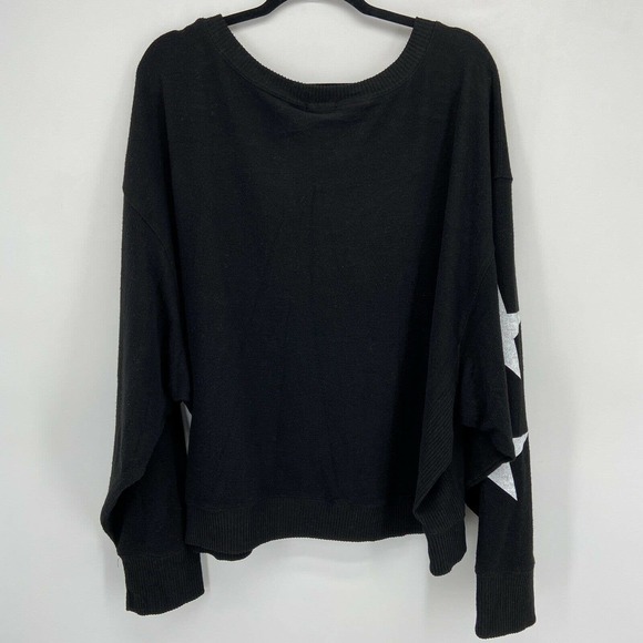 Sweet Romeo Black White Fuzzy Jumbo Star Sweater - Picture 5 of 7